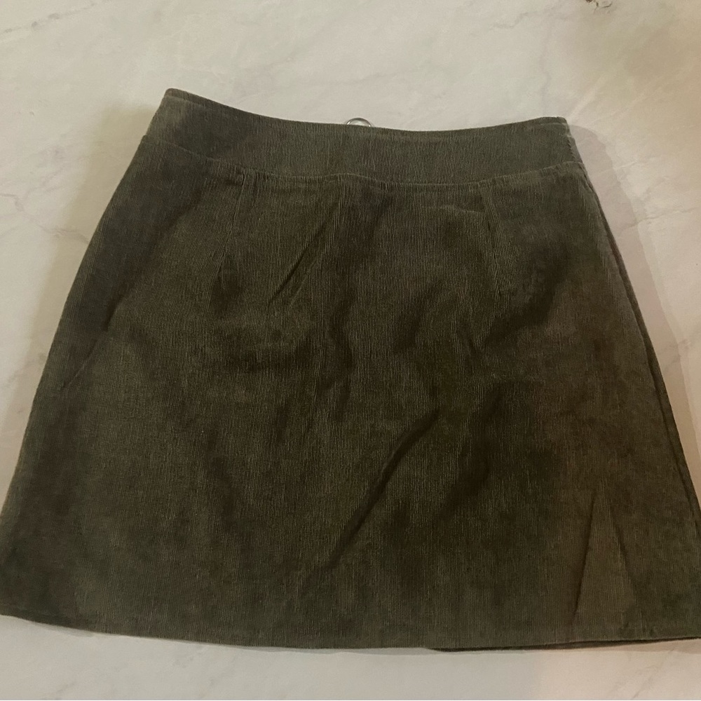 Olive Green Corduroy Mini Skirt